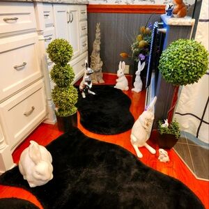 4 Elegant 24" X 40" Black Home Accent Faux Rabbit-feel Rugs